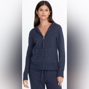 Hooded Zip Up Sweater Knit Jacket Cozy Comfy Loungewear‎ Johnny Was Cashmere XL